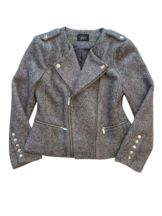 Luii Jackets & Blazers - Luii Boucle Moto Jacket Gray size Large
